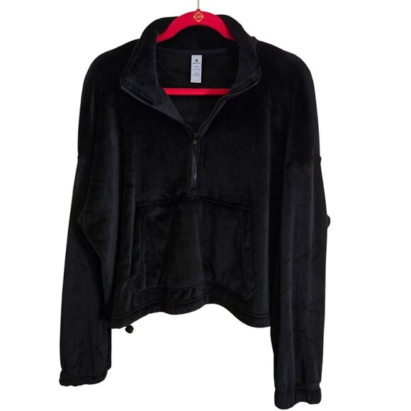 90 Degrees Double Butter 1/2 Zip Black Velour Pullover Size XL - Picture 2 of 7